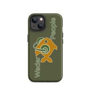 Carcasa iPhone verde oliva con logo WaderPeople